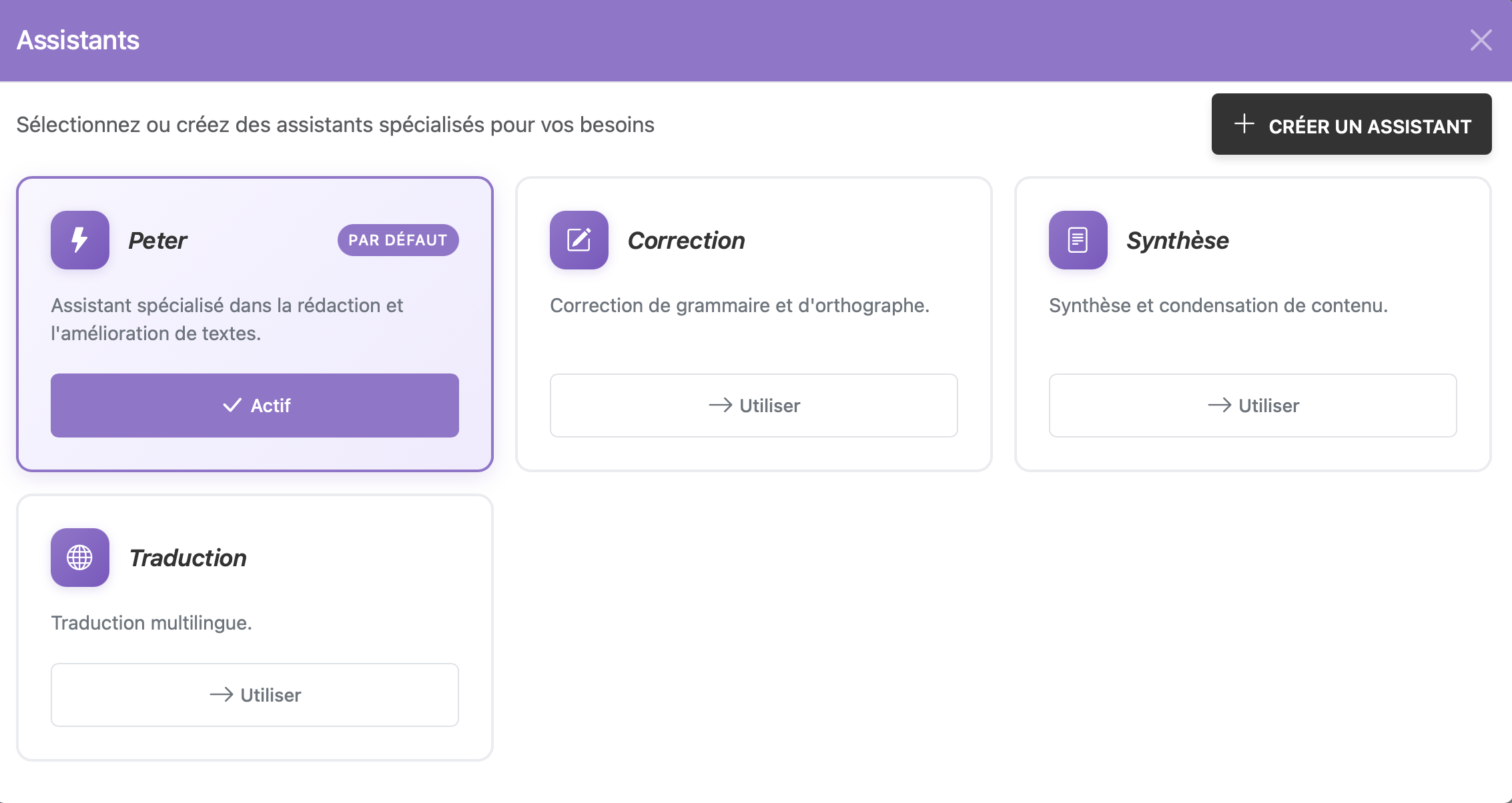 Interface de génération de texte – avec document joint