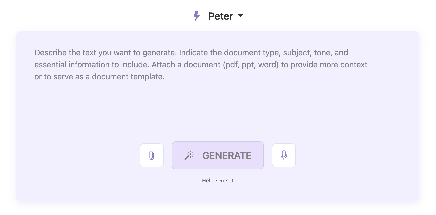 Text Generation Interface – with attached document