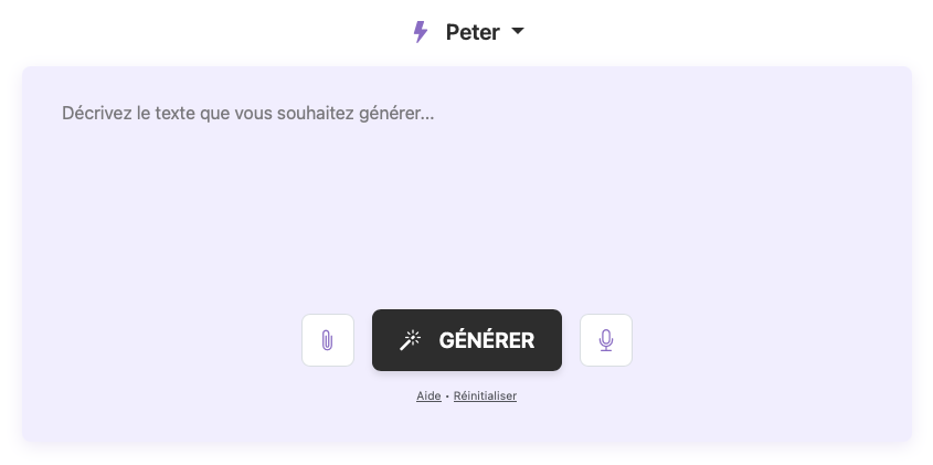 Interface de génération Peter